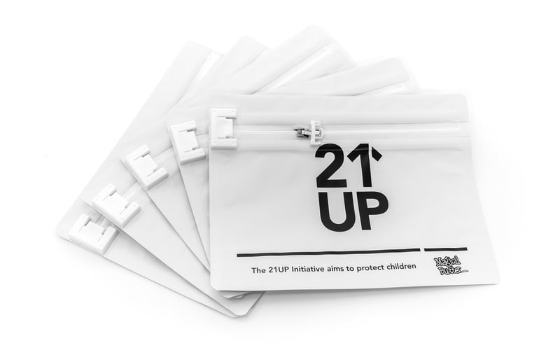 Medium Bag 5 Pack 2 MBs 21UP Exit Bags are the safest way to keep your edibles out of the wrong hands