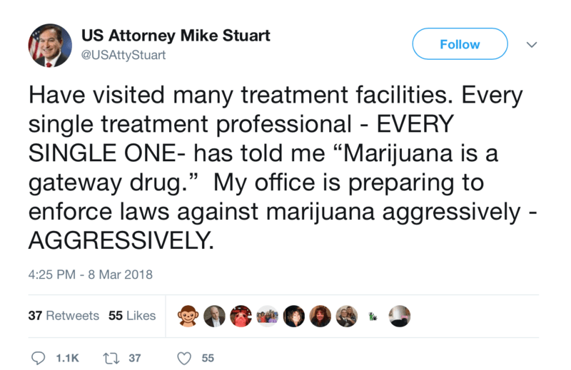 Screen Shot 2018 03 16 at 10.26.53 AM West Virginia U.S. attorney vows to aggressively enforce federal marijuana laws